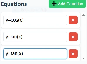 Manual of Online Graphing Calculator 2 Trigonometric comparison graph with sin, cos, and tan functions