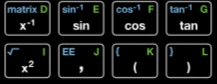 Manual of Ti-84 Calculator Online 8 Trigonometric keys: sin, cos, tan, parentheses, exponent, and pi constant