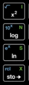 Manual of Ti-84 Calculator Online 7 Power and logarithmic function keys: x-inverse, x-squared, square root, 10^x, e^x, log, ln